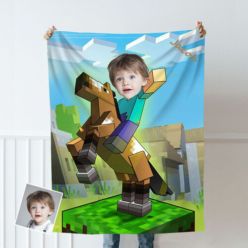 Personalized Custom Photo Blanket Game Character Pixel Style Coral Fleece Blanket