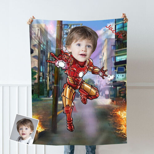 Personalized Custom Photo Blanket Anime Character City Street Background Flannel Blanket Gift