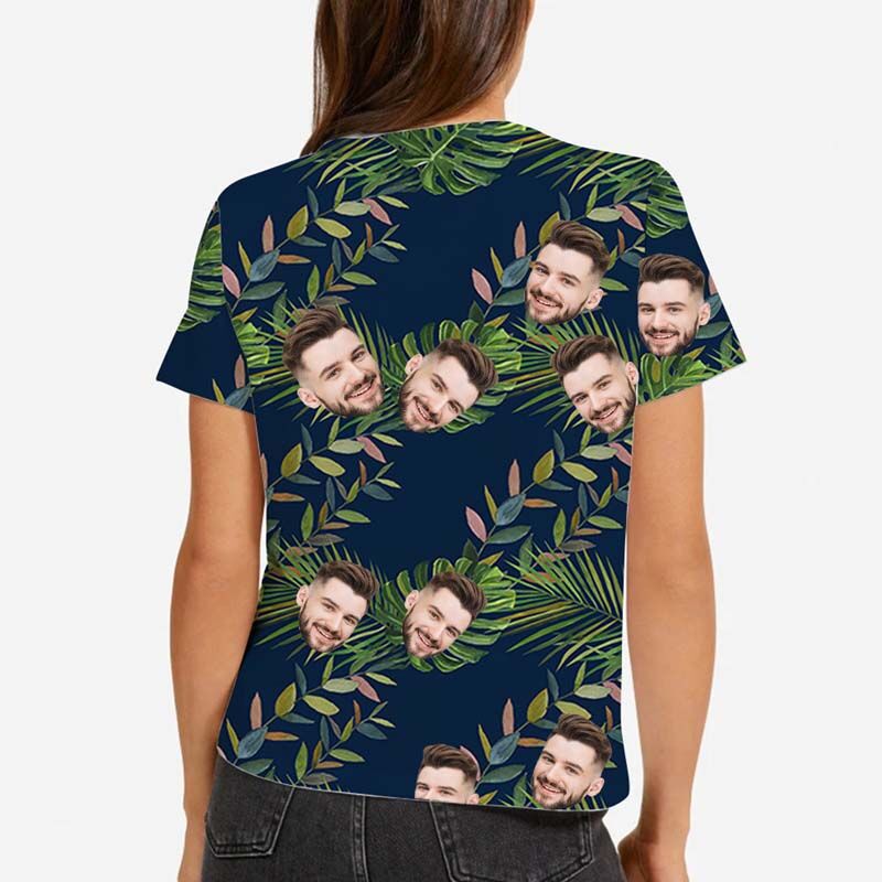 Custom Hawaiian Women's T-Shirt Printed with Lush Foliage