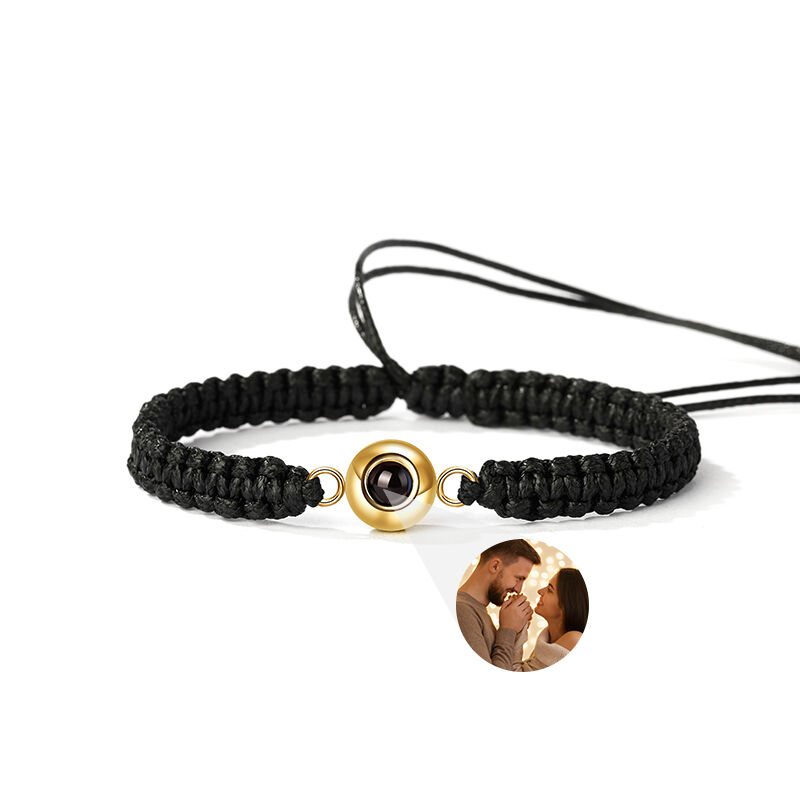 Personalized Braided Black Rope Photo Projection Bracelet Sweet Cool Gift