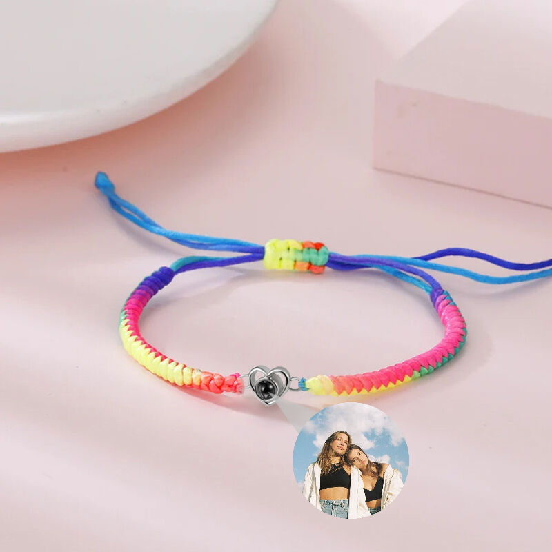 Custom Simple Fashion Color Rope Heart Shaped Picture Projection Bracelet