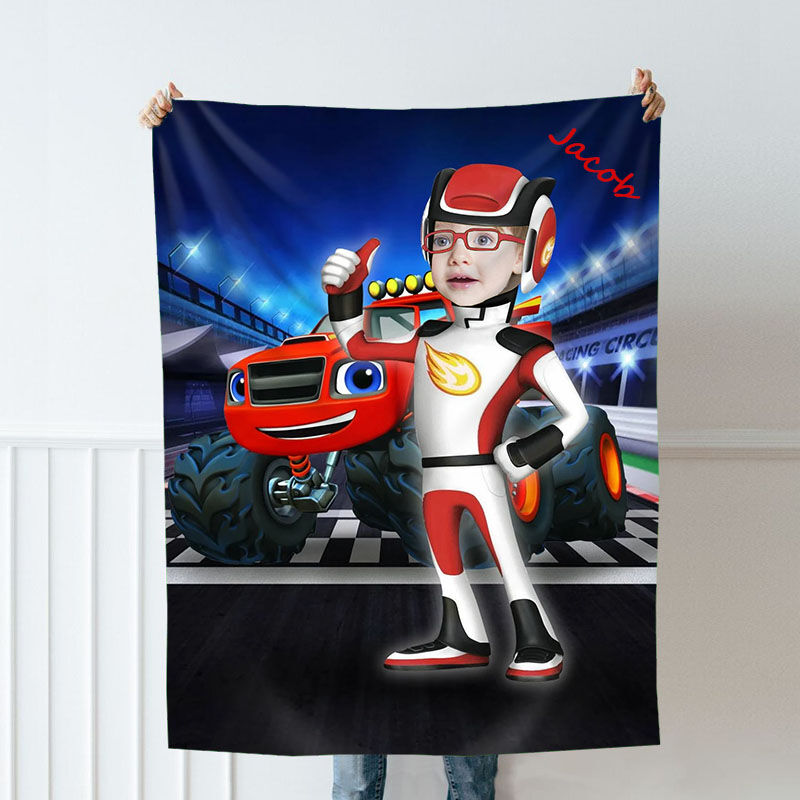 Personalized Custom Photo Blanket Racer Shape Flannel Blanket