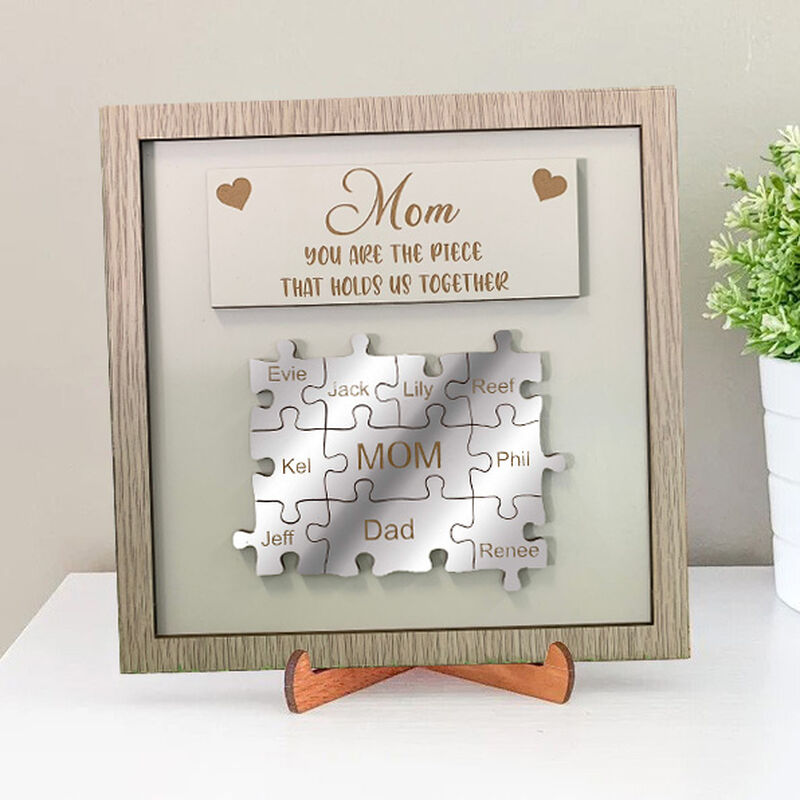 Personalized Silver Name Puzzle Frame "You Are The Piece That Holds Us Together" Mother's Day Gift