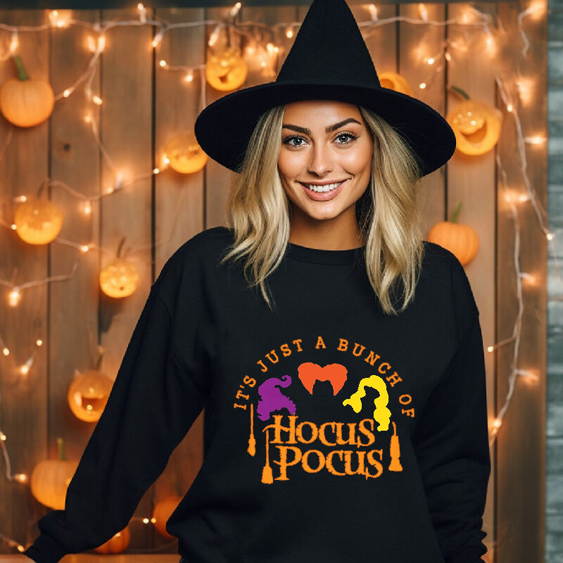 Fashionable Sweatshirt for Halloween "It's A Bunch Of Hocus Pocus"