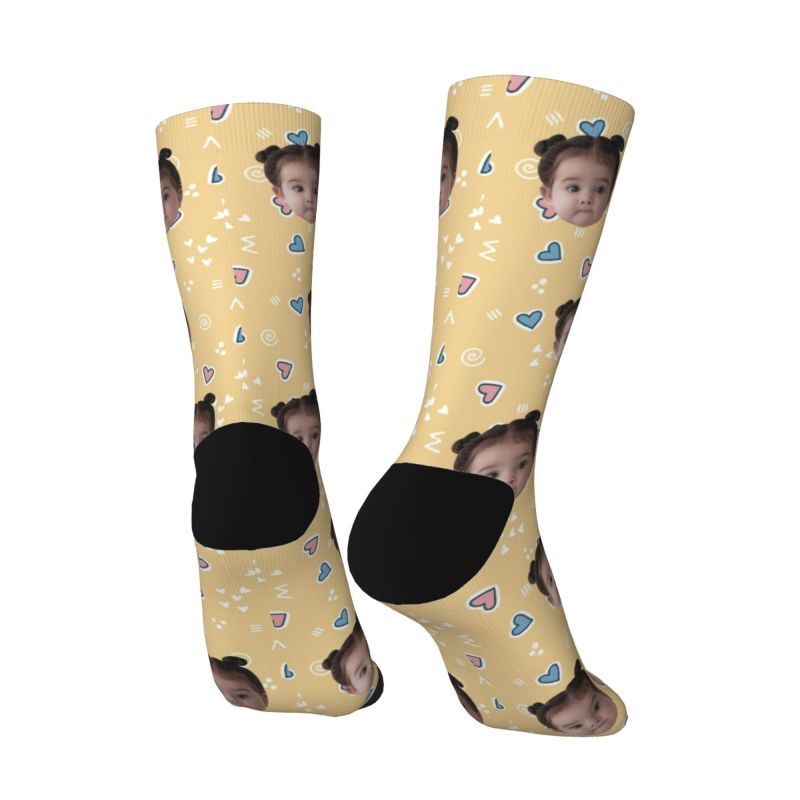 Customized Face Socks Printed with Children’s Photos for Mom