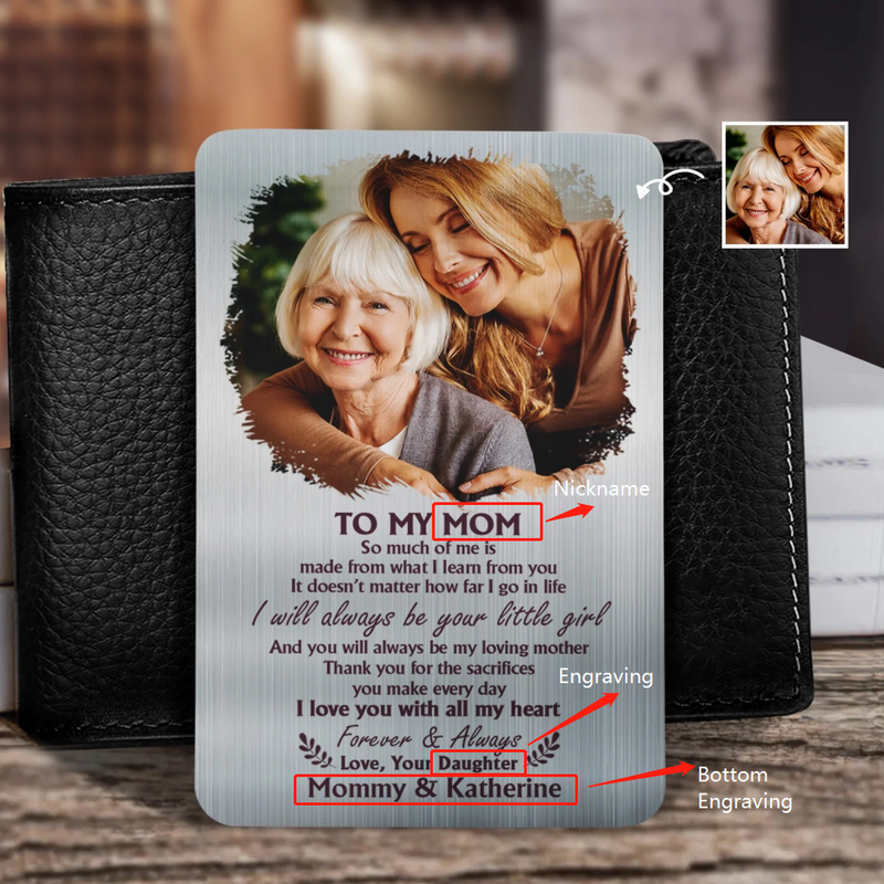 Personalized Aluminum Wallet Card Customized Photo Warm Gift For Mom