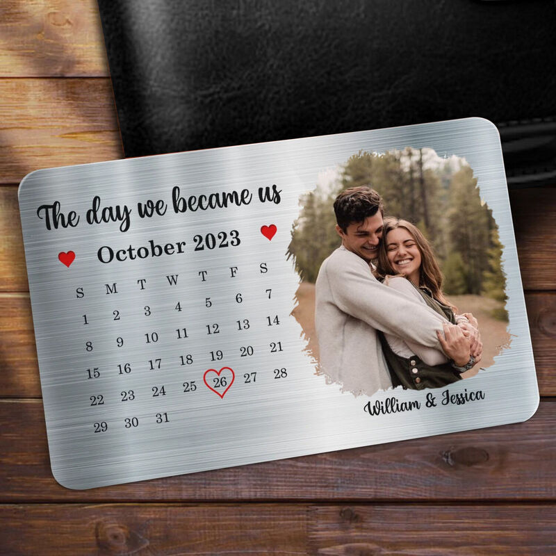 Personalized Aluminum Wallet Card Custom Calendar Commemorative Gift For Anniversary