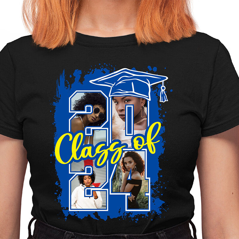 Camiseta Personalizada Clase del 2024 con Fotos Personalizadas Regalo Perfecto para Graduados