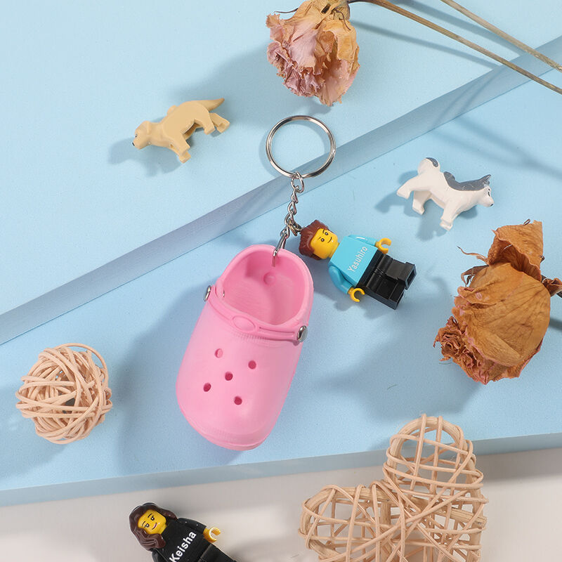 Personalized Minifigure Keychain With Slippers Accessories Funny Christmas Gift