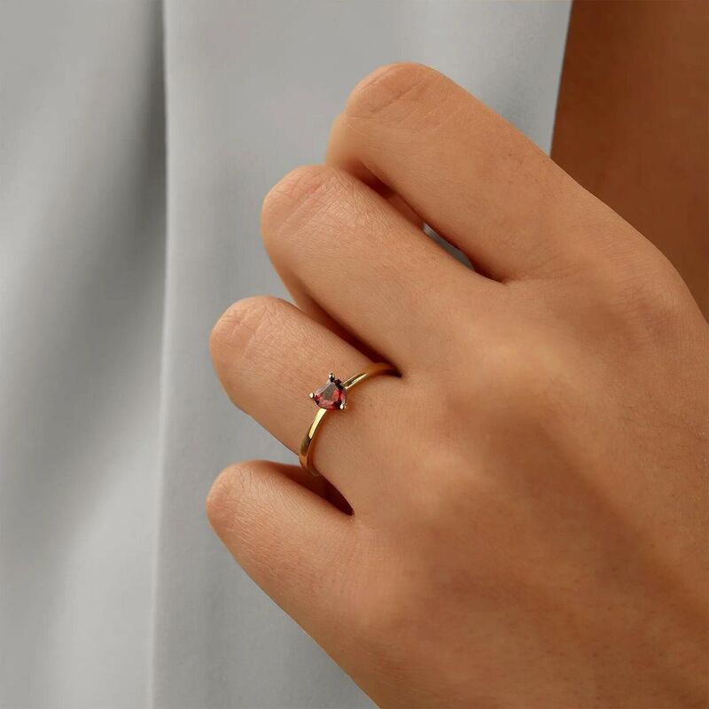 Personalised Heart Shaped Birthstone Ring Beautiful Mother's Day Gift