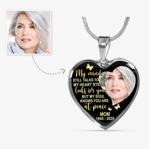 "My Soul Knows You Are At Peace" Unique Memorial Custom Photo Necklace