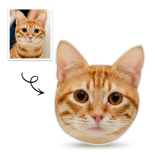 3D Cuscino Personalizzato con Foto degli Animali Domestici per Viso Gatto
