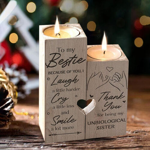 To My Bestie "Because of You I Laugh a little "Harder Candle Holder