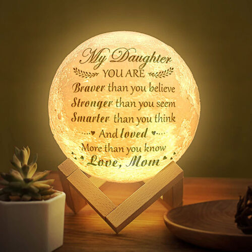 Lampe de lune Cadeau chaleureux "Ma fille, tu es plus courageuse" Lettre d'amour