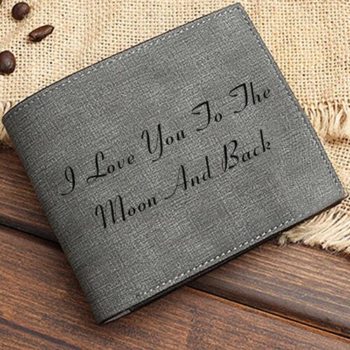 Mens Custom Name and Initial Gray Wallet Christmas Gift