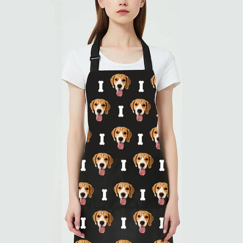 Custom Picture Apron with Bones Pattern Gift for Pet Lover