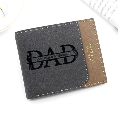 Personalized Matte Men's Wallet Custom Name and DAD Heartwarming Gift