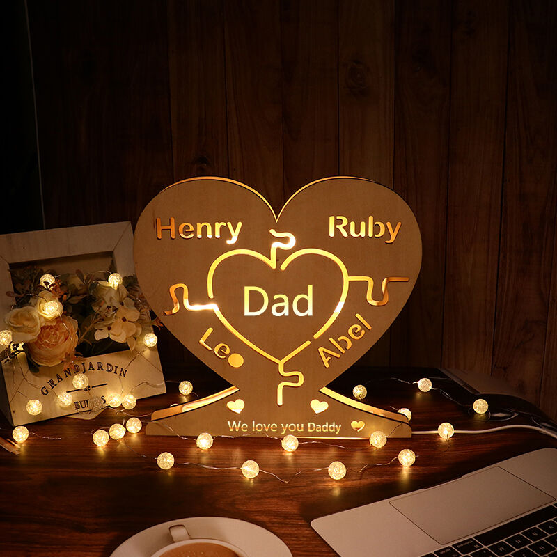 Custom Wooden Love Lamp-For Dad