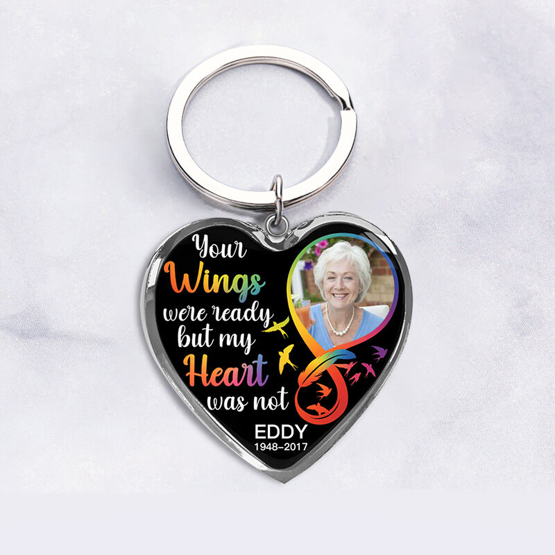"Your Wings Were Ready" Unique Personalized Memorial Keychain