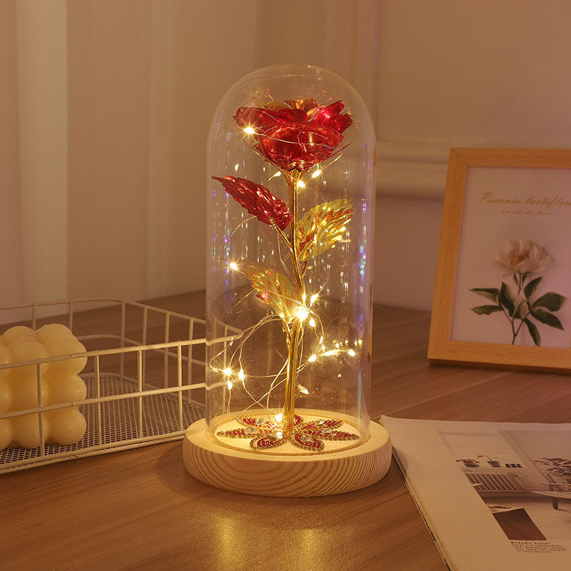 プリザーブドフラワー バラ 枯れない花 造花 薔薇 ガラスドーム LEDライト付き プレゼント