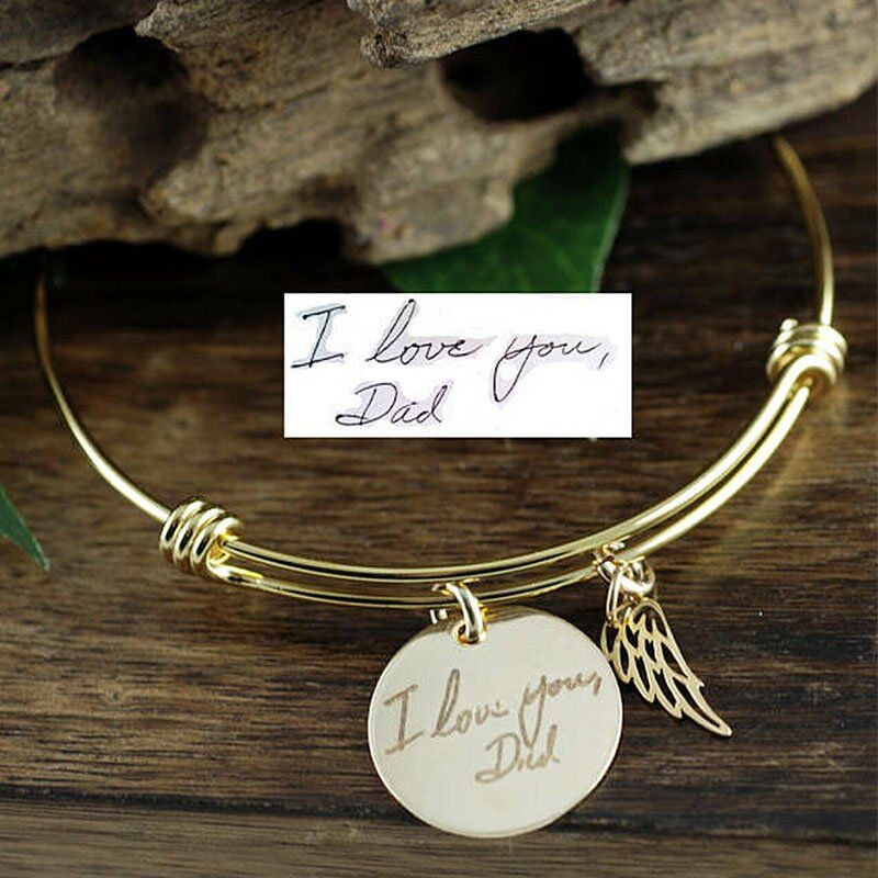 Gold Handwriting Memorial Bracelet - For Love One