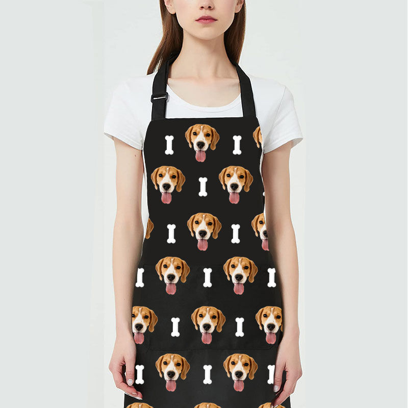 Custom Picture Apron with Bones Pattern Gift for Pet Lover