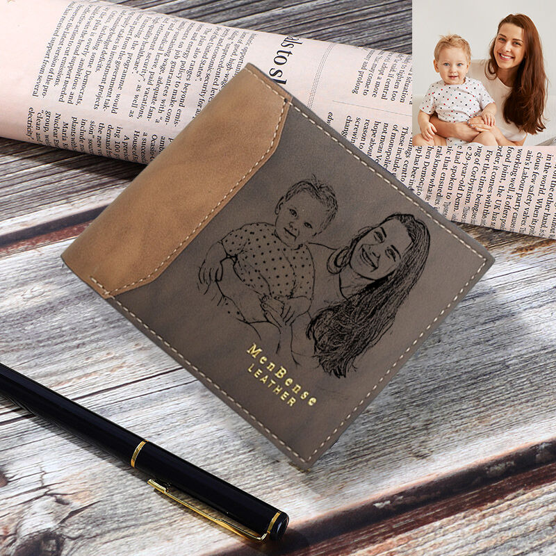 Personalized Stitched Matte Men's Wallet Custom Family Photo for Dad