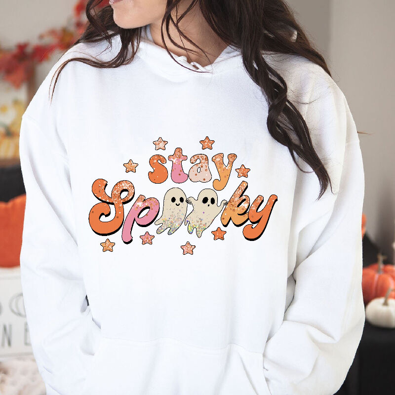 Creative Hoodie "Stay Spooky" Colorful Stars Pattern Beautiful Gift for Women