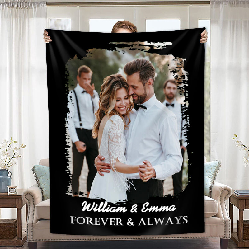 Personalized Picture Blanket Artistic Design Style Romantic Gift for Couples