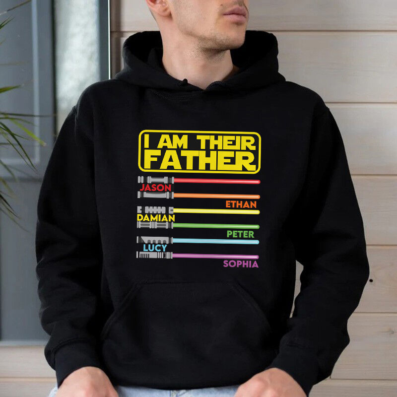 Personalized Hoodie I'm Their Father Lightsaber Pattern Custom Names Design Attractive Gift for Dear Dad