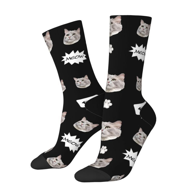 Personalized Face Socks with Cat Photo Added as a Gift for Pet Lovers