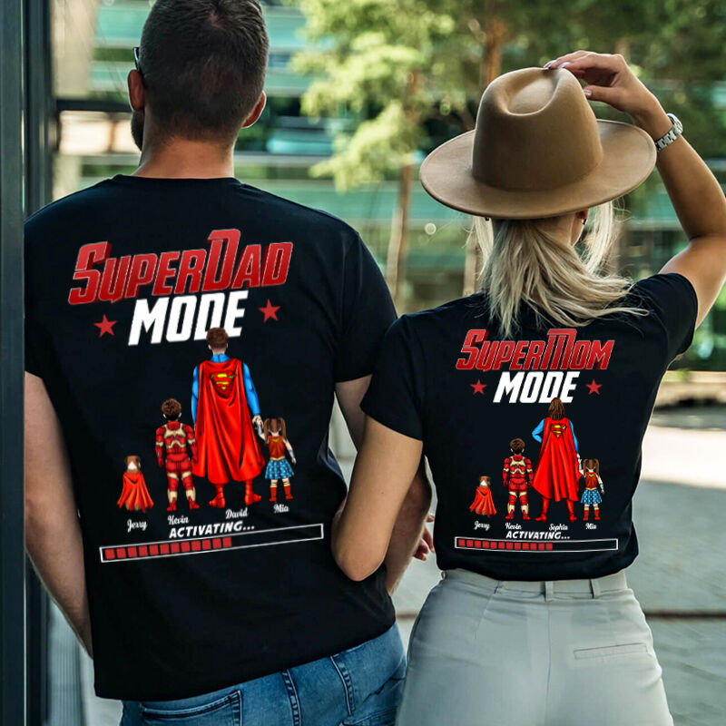Personalized T-shirt Super Mom and Dad Mode Activating Optional Pattern Perfect Gift for Parents