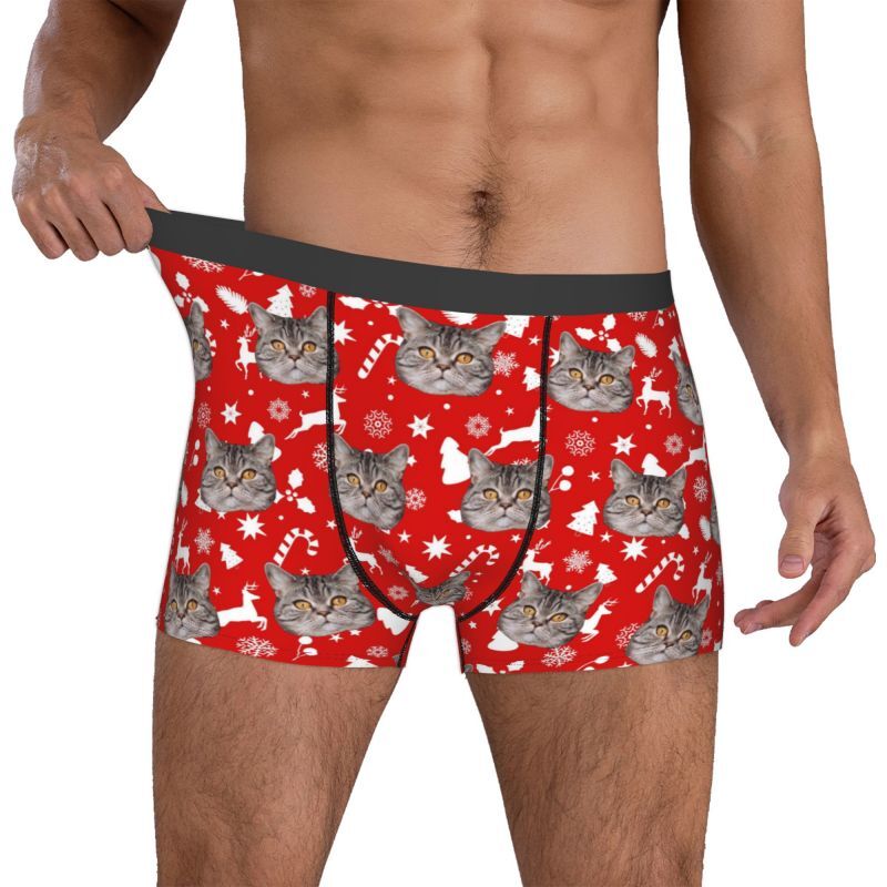 Personalized Photo Men's Underwear Boxer Briefs with Deer Pattern Wonderful Gift for Pet Lover