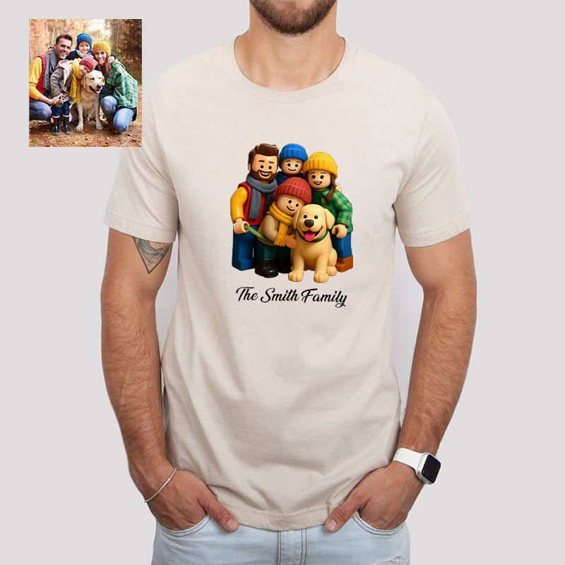 Personalized T-shirt Custom Family Photo Building Block Style Design Adorable Gift for Family