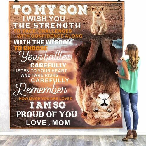 Personalized Love Letter Blanket Baby Boy to My Son Printed with Lion Pattern