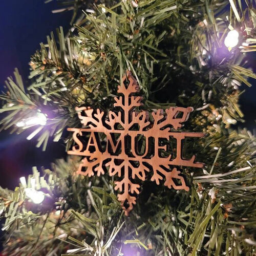 Personalized Name Wooden Snowflake Christmas Tree Decoration