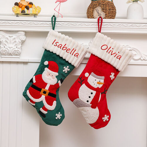 Personalized Santa Snowman Custom Name Christmas Stockings