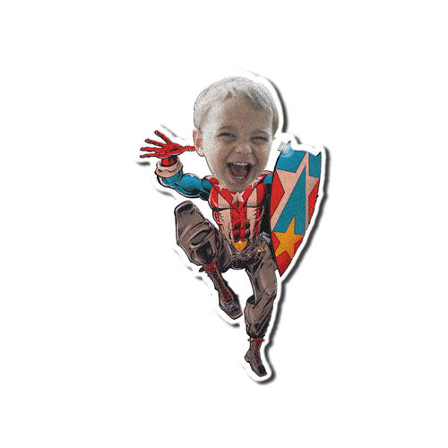 Custom Face Pillow Man Holding Shield 3D Portrait Personalized Photo Pillow Funny Gift for Kids