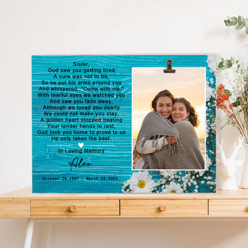 Cadre "En souvenir de l'amour" cadeau pour une sœur photo commémoratif