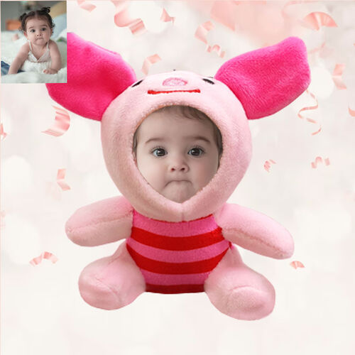 Personalized 3D Custom Face Doll Pink Pig Plush Doll Keychain