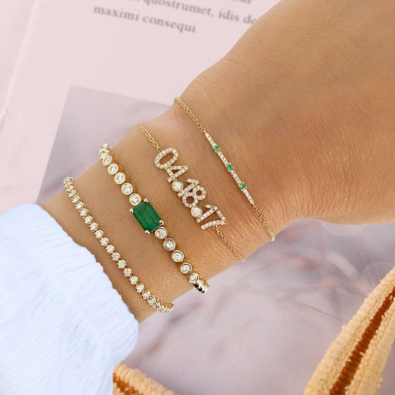 Personalized Diamond Date Bracelet with Birthstone