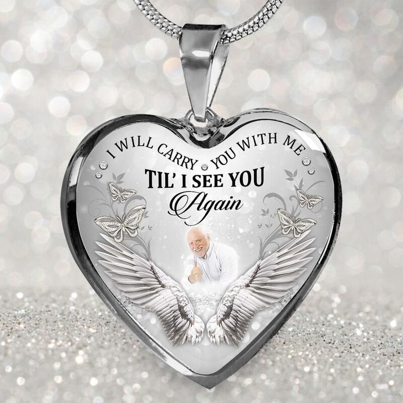 Personalized I Will Carry You with Me Memorial Photo Necklace