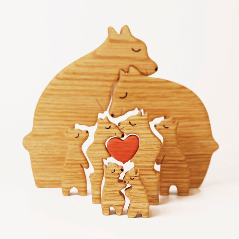 Personalized Wooden Bear Custom Family Names Puzzle Meaningful Gift