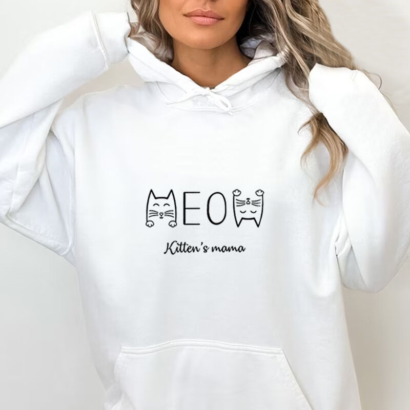 Personalized Hoodie Meow of Clever Cute Kitten Design Lovely Gift for Kitten's Mama