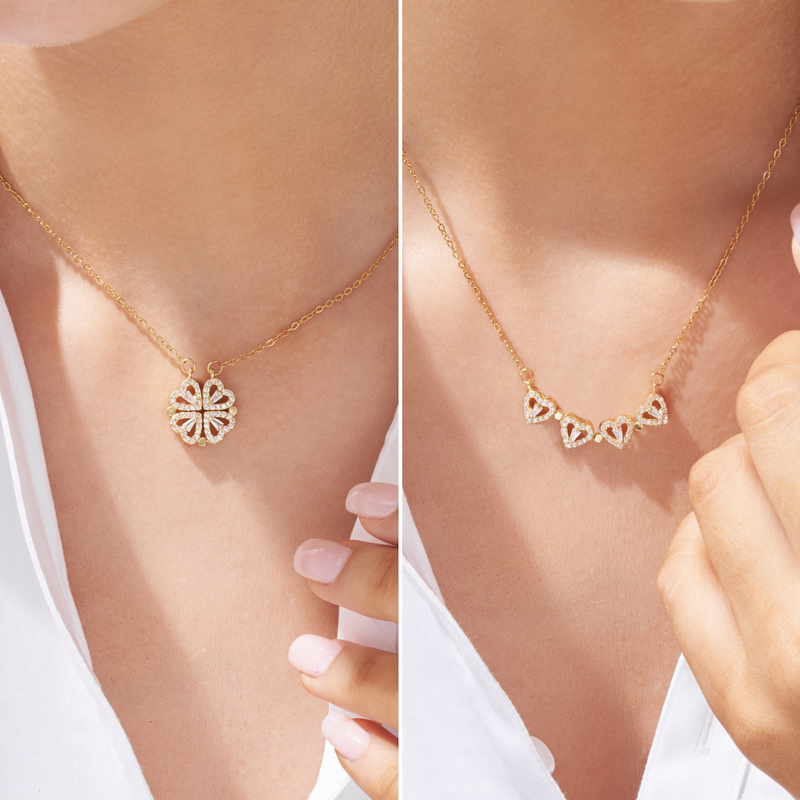 Vierblättriges Glückskleeblatt Halskette für Frauen