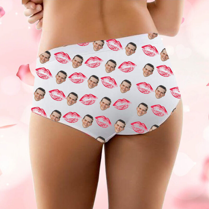 Personalized Picture Women's Underwear with Red Mouth Pattern Beautiful Gift for Wife