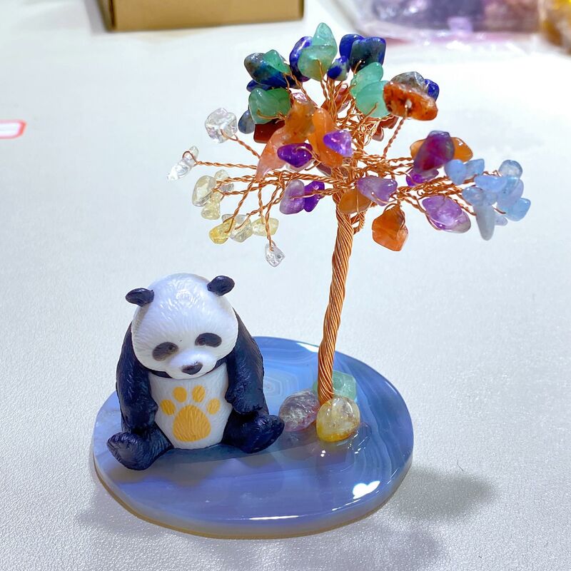Healing Crystal Tree Crystal Rough Stone Lucky Panda Tree Spiritual Meditation Gifts for Kids