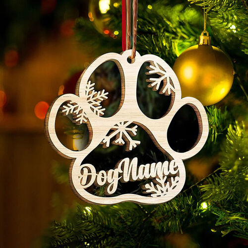 Custom Wooden Name Tag Christmas Tree Ornaments Gift for Dog