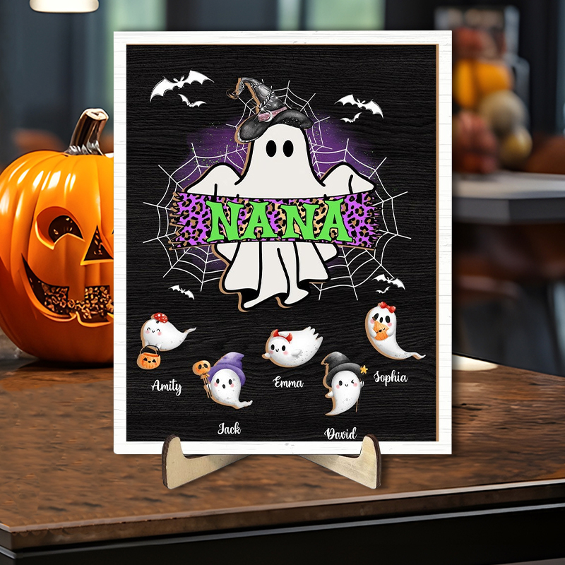 Personalized Wooden Frame Sign Nana's Boo Crew Custom Ghosts Perfect Halloween Gift for Family
