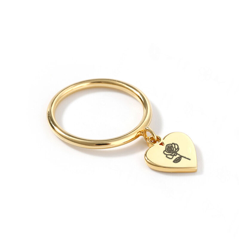 Personalised Heart Ring With Birth Flower
